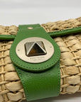 Kate Spade Brown And Green Straw Wicker Ava Clutch