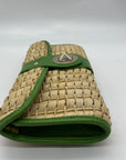 Kate Spade Brown And Green Straw Wicker Ava Clutch