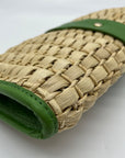 Kate Spade Brown And Green Straw Wicker Ava Clutch