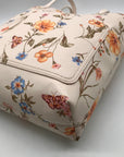 Lauren Conrad Cream Faux Leather Floral Tote Bag