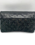 R&Y Augousti Black Woven Fold Over Clutch