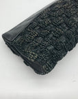 R&Y Augousti Black Woven Fold Over Clutch