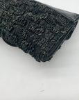 R&Y Augousti Black Woven Fold Over Clutch