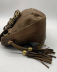 The Real McCoy Brown And Brass Studded Hobo Shoulder Bag