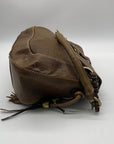 The Real McCoy Brown And Brass Studded Hobo Shoulder Bag