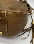 The Real McCoy Brown And Brass Studded Hobo Shoulder Bag