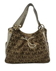 Michael Kors Tan Canvas Drawstring Shoulder Bag
