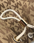 Michael Kors Tan Canvas Drawstring Shoulder Bag