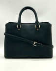 Michael Kors Black Saffiano Leather Middle Zip Savannah Convertible Tote