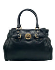 Michael Kors Black Leather Belted Hudson Convertible Shoulder Bag