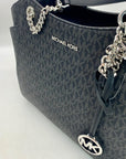 Michael Kors Jet Set Black Signature Coated Canvas Shoulder Bag