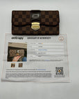Louis Vuitton Brown Leather Damier Ebène Sistina Wallet