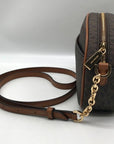 Michael Kors Brown Monogram Coated Canvas Jet Set Oval Crossbody