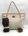 Michael Kors Vanilla Monogram Canvas Jet Set Travel Tote Bag