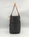 Michael Kors Brown Signature Coated Canvas Jet Set East West Tote Bag