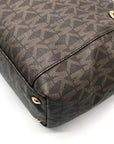 Michael Kors Brown Signature Coated Canvas Jet Set East West Tote Bag