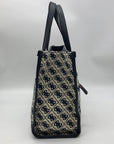Guess Beige & Blue Jacquard Izzy 2-Compartment Tote Bag