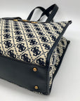 Guess Beige & Blue Jacquard Izzy 2-Compartment Tote Bag