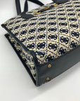 Guess Beige & Blue Jacquard Izzy 2-Compartment Tote Bag