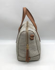 Fossil Black And White Coated Canvas Striped Convertible Sydney Satchel