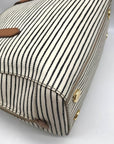 Fossil Black And White Coated Canvas Striped Convertible Sydney Satchel