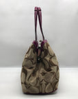 Coach Fuschia & Brown Signature Stripe Framed Carryall F19190