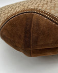 Coach Beige And Brown Signature Canvas Hobo Shoulder Bag