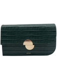 Jason Wu Sage Leaf Croc Embossed Orbit Leather Clutch