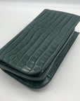 Jason Wu Sage Leaf Croc Embossed Orbit Leather Clutch