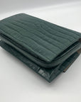 Jason Wu Sage Leaf Croc Embossed Orbit Leather Clutch