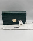 Jason Wu Sage Leaf Croc Embossed Orbit Leather Clutch
