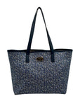Michael Kors Navy Blue Floral Print Coated Canvas Tote