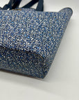 Michael Kors Navy Blue Floral Print Coated Canvas Tote