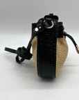 Brahmin Eliana Folsom Tan Mini Raffia Drawstring Crossbody Bag