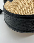 Brahmin Eliana Folsom Tan Mini Raffia Drawstring Crossbody Bag