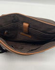 Michael Kors Medium Brown Crossgrain Leather Harrison Messenger Bag