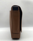 Michael Kors Medium Brown Crossgrain Leather Harrison Messenger Bag