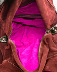 Kale Dark Red Suede Leather Large Shoulder Bag