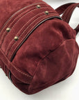 Kale Dark Red Suede Leather Large Shoulder Bag