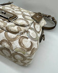 Coach Beige Kristin Op Art Sequin Shoulder Bag 16777
