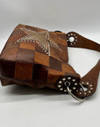 Brown Leather Patchwork Tote Bag