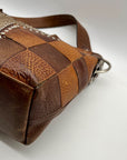 Brown Leather Patchwork Tote Bag