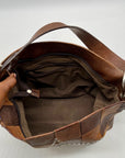 Brown Leather Patchwork Tote Bag