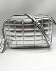 Michael Kors Metallic Silver Quilted Leather Medium Jet Set Crossbody