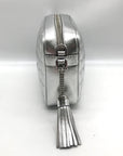 Michael Kors Metallic Silver Quilted Leather Medium Jet Set Crossbody