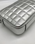 Michael Kors Metallic Silver Quilted Leather Medium Jet Set Crossbody