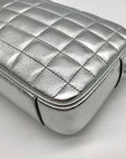 Michael Kors Metallic Silver Quilted Leather Medium Jet Set Crossbody