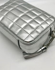Michael Kors Metallic Silver Quilted Leather Medium Jet Set Crossbody