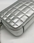 Michael Kors Metallic Silver Quilted Leather Medium Jet Set Crossbody