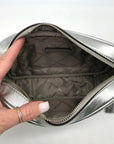 Michael Kors Metallic Silver Quilted Leather Medium Jet Set Crossbody